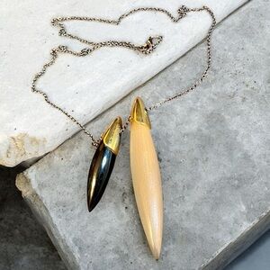 Alexis Bittar Black and Gold Dual Pendant Necklace